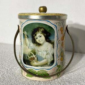 Vintage The House Of Confectionary Decorative Cherry Basket Metal Tin